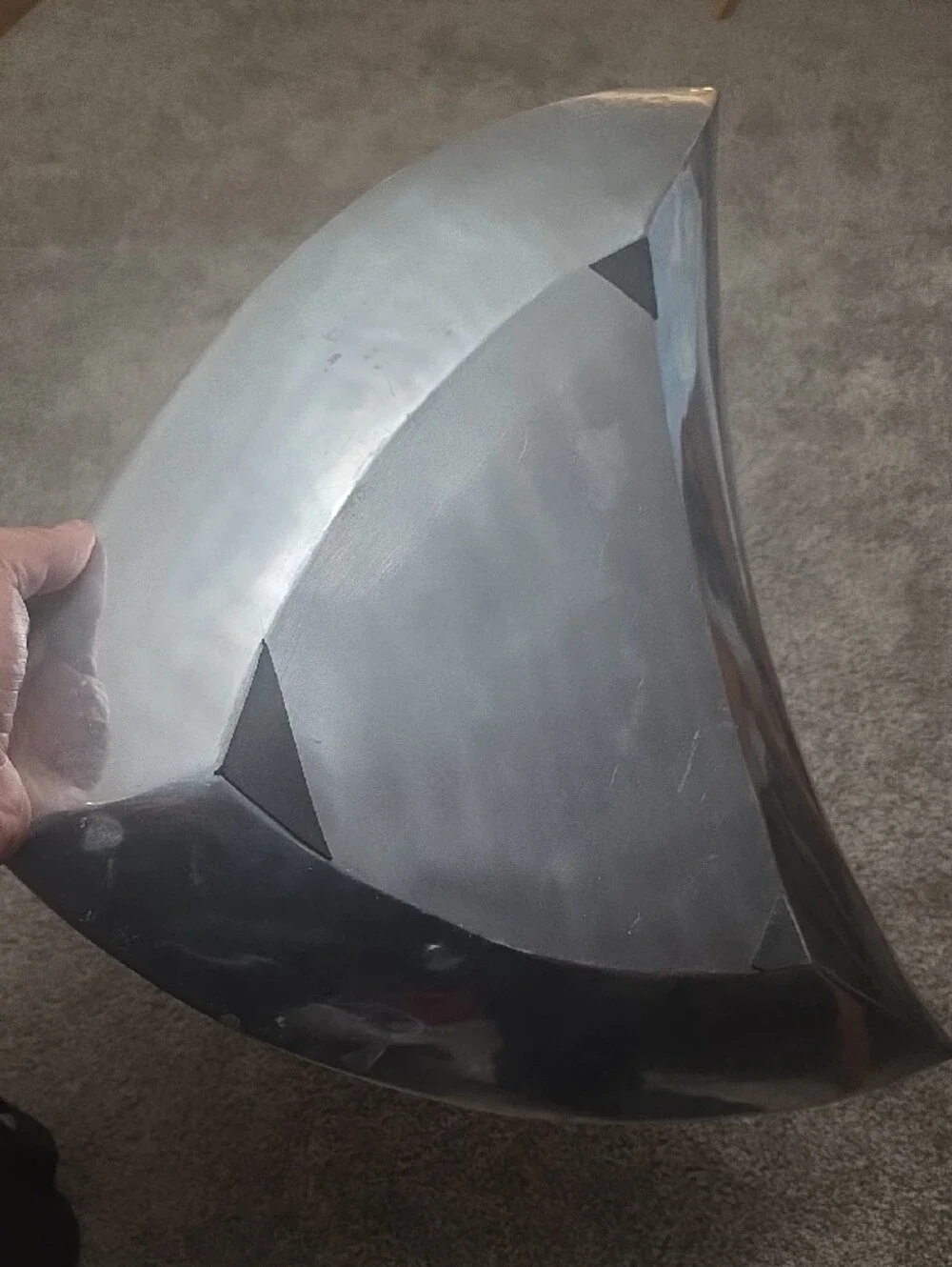 Polished Stainless Metal Decorative Horn Bowl - Silver